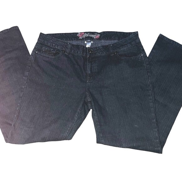 High Sierra Vintage y2k Mid Rise Embellished Pocket Denim Jeans Sz 16 Womens Bla - Picture 12 of 12